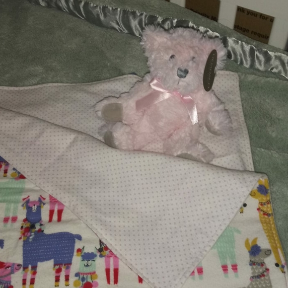 Homemade Llama Pink Baby Blanket - Picture 2 of 8